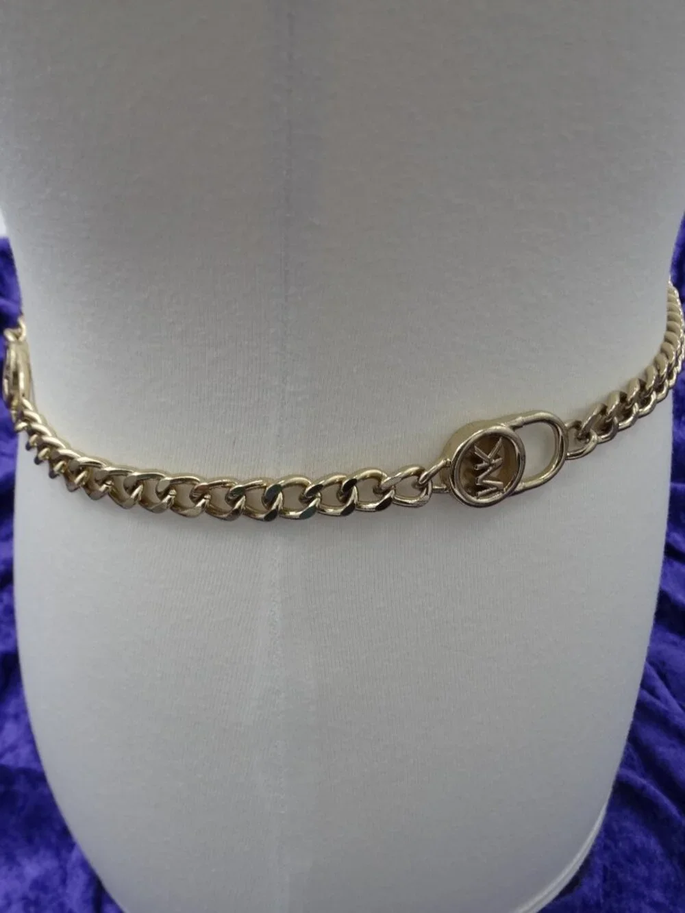 Michael Kors Gold Tone Chain MK Logo Women's Adjustable Belt 40